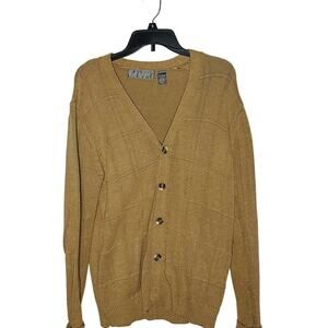 Oscar de La Renta Tan Button Front Classic Oversized Cardigan Sweater Size M